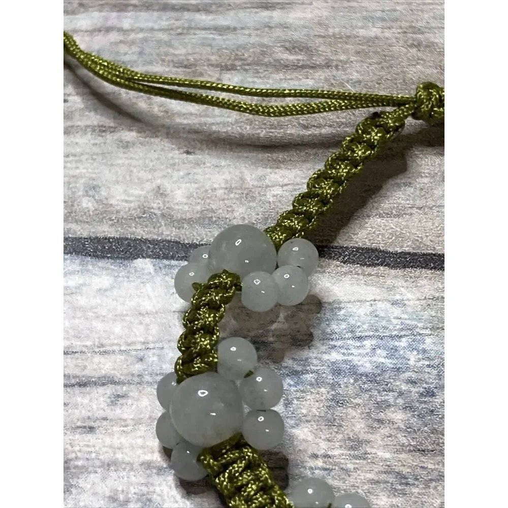 Jade Jadeite Flower Slide Bracelet Beads Cord Adjustable white yellow Green NWOT